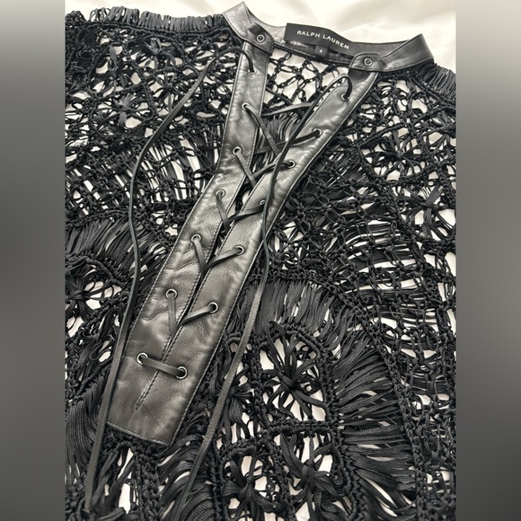 Ralph Lauren Black Label Crochet & Leather Coverup/Shirt, Sample, NWOT - Picture 10 of 16